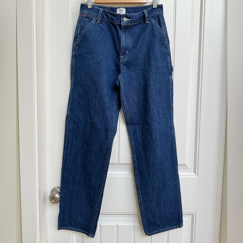 Aritzia Sunday Best Dark 100% Cotton Denim Ultilty Jeans. Size 25